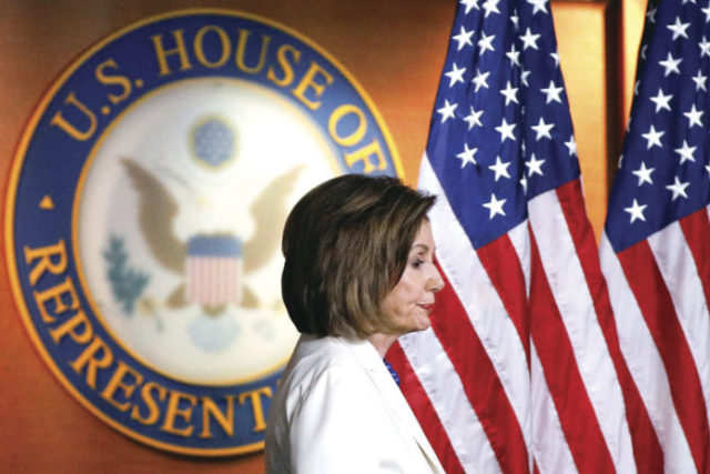 La jefa del Congreso estadounidense, ayer, en el Capitolio de Washington. Foto: Reuters